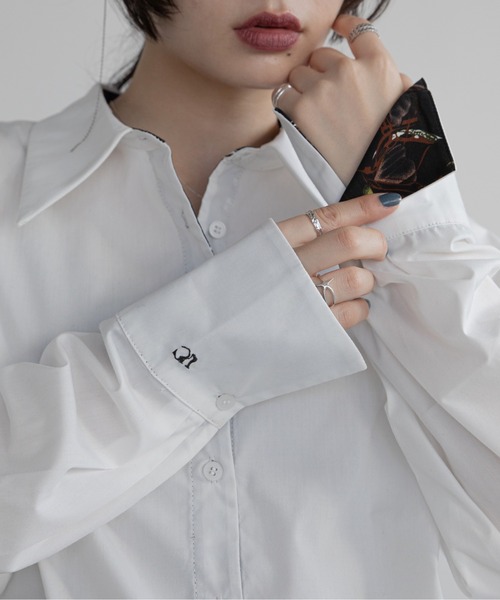 VACANCY（ヴァカンシー）の「ロゴ刺繍バリモア襟配色シャツ（シャツ/ブラウス・レディース・ホワイト/その他/ブルー・FREE）」の15枚目の写真