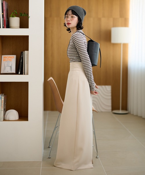 LAULEN(ローレン)の「crew neck border tops /配色クルーネック長袖ボーダートップス(Tシャツ/カットソー・レディース・ネイビー/ブラック×ホワイト/ブルー/グレー・FREE)」の16枚目の写真