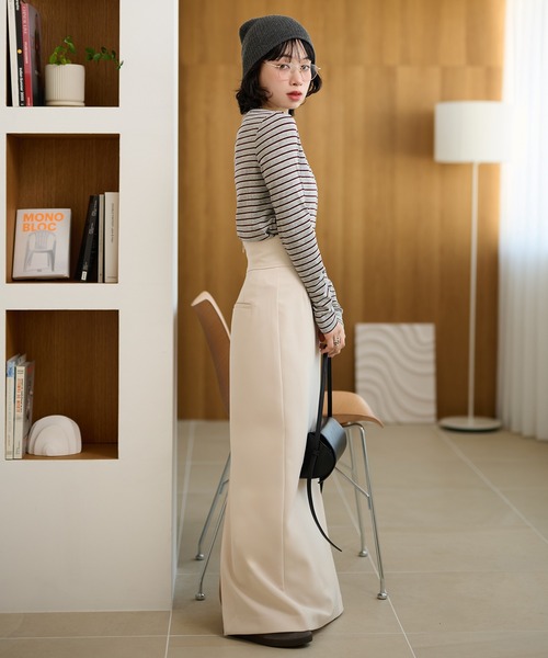 LAULEN(ローレン)の「crew neck border tops /配色クルーネック長袖ボーダートップス(Tシャツ/カットソー・レディース・ネイビー/ブラック×ホワイト/ブルー/グレー・FREE)」の18枚目の写真