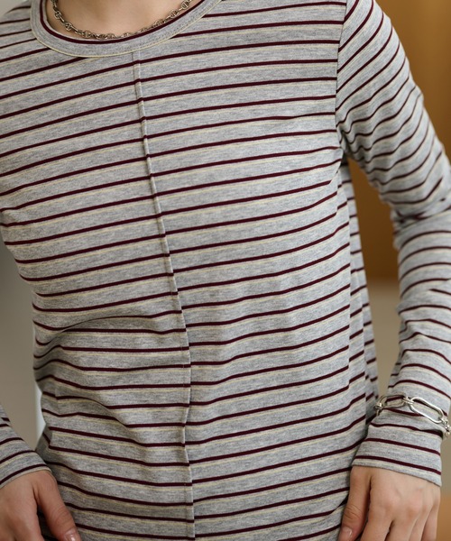 LAULEN(ローレン)の「crew neck border tops /配色クルーネック長袖ボーダートップス(Tシャツ/カットソー・レディース・ネイビー/ブラック×ホワイト/ブルー/グレー・FREE)」の20枚目の写真