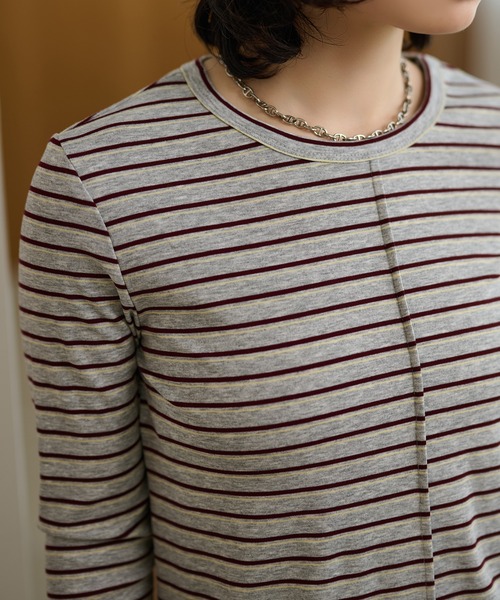 LAULEN(ローレン)の「crew neck border tops /配色クルーネック長袖ボーダートップス(Tシャツ/カットソー・レディース・ネイビー/ブラック×ホワイト/ブルー/グレー・FREE)」の10枚目の写真