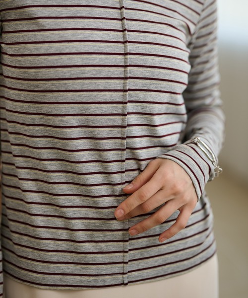 LAULEN(ローレン)の「crew neck border tops /配色クルーネック長袖ボーダートップス(Tシャツ/カットソー・レディース・ネイビー/ブラック×ホワイト/ブルー/グレー・FREE)」の11枚目の写真