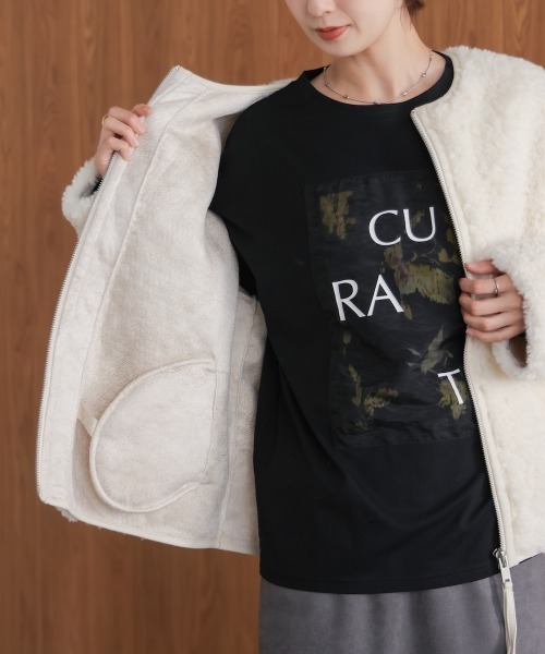 Bou Jeloud(ブージュルード)の「ボアショートアウター(ブルゾン・レディース・オフホワイト/グレー・FREE)」の16枚目の写真