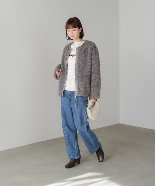 Bou Jeloud(ブージュルード)の「ボアショートアウター(ブルゾン・レディース・オフホワイト/グレー・FREE)」の18枚目の写真