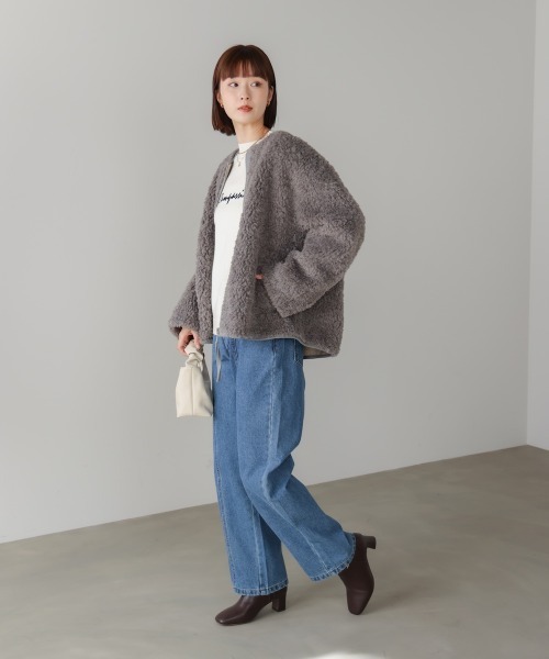 Bou Jeloud(ブージュルード)の「ボアショートアウター(ブルゾン・レディース・オフホワイト/グレー・FREE)」の22枚目の写真