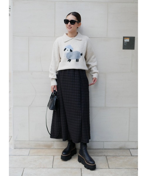 BeBeoD(べベッド)の「キルティングフレアロングスカート(スカート・レディース・ブラック/アイボリー・フリー)」の6枚目の写真