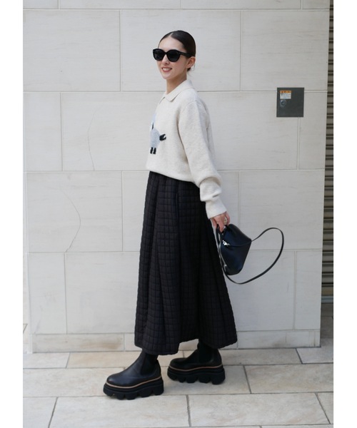 BeBeoD(べベッド)の「キルティングフレアロングスカート(スカート・レディース・ブラック/アイボリー・フリー)」の7枚目の写真