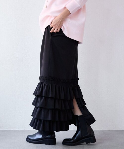RIVE DROITE（リヴドロワ）の「【着映え◎】フリルタイトスカート（スカート・レディース・ブラウン/ブラック・38/36）」の2枚目の写真