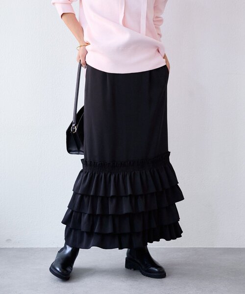 RIVE DROITE（リヴドロワ）の「【着映え◎】フリルタイトスカート（スカート・レディース・ブラウン/ブラック・38/36）」の7枚目の写真