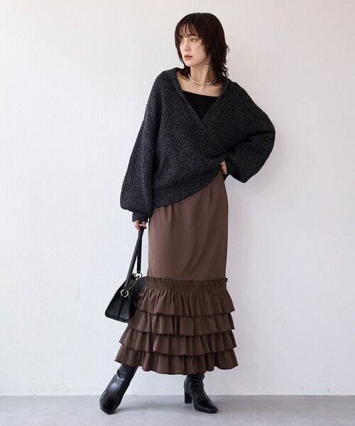 RIVE DROITE（リヴドロワ）の「【着映え◎】フリルタイトスカート（スカート・レディース・ブラウン/ブラック・38/36）」の20枚目の写真