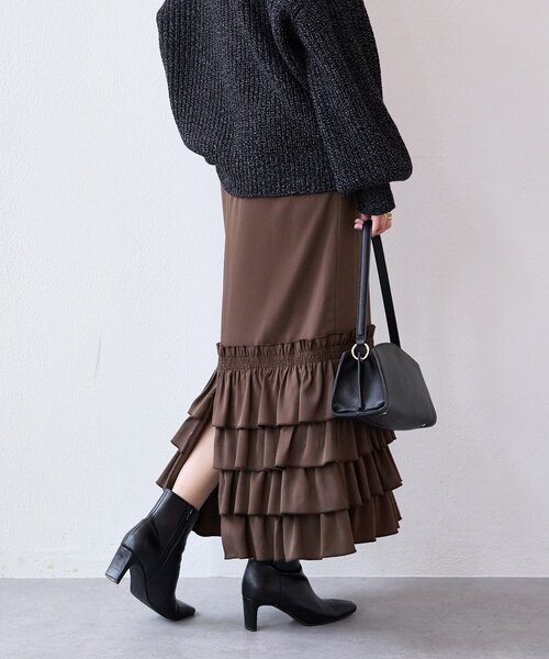 RIVE DROITE（リヴドロワ）の「【着映え◎】フリルタイトスカート（スカート・レディース・ブラウン/ブラック・38/36）」の10枚目の写真