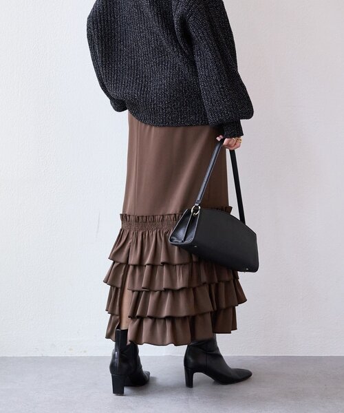 RIVE DROITE（リヴドロワ）の「【着映え◎】フリルタイトスカート（スカート・レディース・ブラウン/ブラック・38/36）」の3枚目の写真