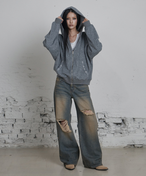 CURETTY（キュリティ）の「C HOODED KNIT ZIP-UP_GREY（パーカー・レディース・グレー・SMALL）」の3枚目の写真
