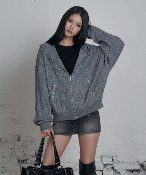 CURETTY（キュリティ）の「C HOODED KNIT ZIP-UP_GREY（パーカー・レディース・グレー・SMALL）」の5枚目の写真