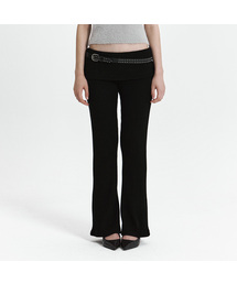 CURETTY（キュリティ）の「C FOLD BANDING RIBBED FLARE PANTS_BLACK（その他パンツ）」