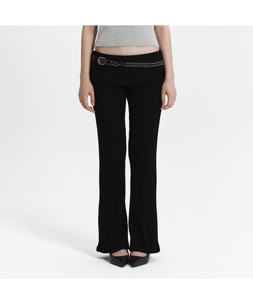 CURETTY(キュリティ)の「C FOLD BANDING RIBBED FLARE PANTS_BLACK(その他パンツ・レディース・ブラック・SMALL)」の1枚目の写真