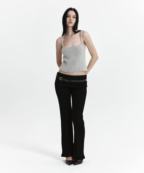 CURETTY(キュリティ)の「C FOLD BANDING RIBBED FLARE PANTS_BLACK(その他パンツ・レディース・ブラック・SMALL)」の2枚目の写真