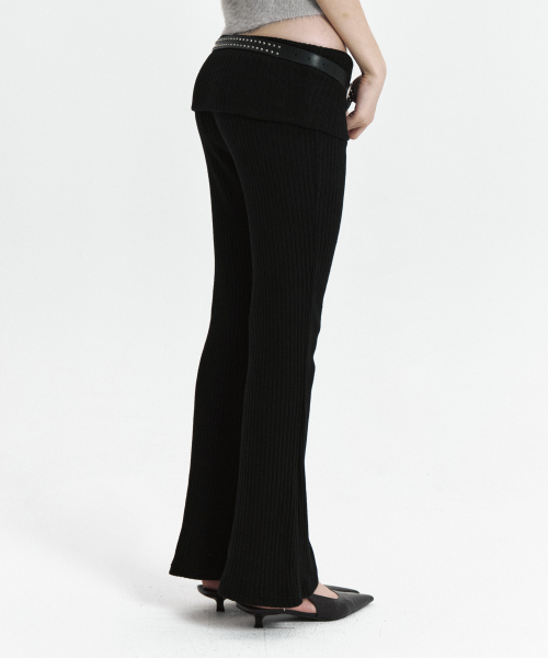 CURETTY(キュリティ)の「C FOLD BANDING RIBBED FLARE PANTS_BLACK(その他パンツ・レディース・ブラック・SMALL)」の3枚目の写真