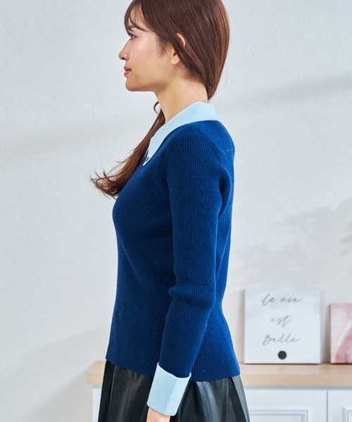 MISCH MASCH(ミッシュマッシュ)の「一部店舗限定 襟ボタン配色ニット(ニット/セーター・レディース・ネイビー/アイボリー/グレー・フリ-)」の17枚目の写真
