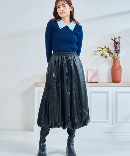 MISCH MASCH(ミッシュマッシュ)の「一部店舗限定 襟ボタン配色ニット(ニット/セーター・レディース・ネイビー/アイボリー/グレー・フリ-)」の12枚目の写真