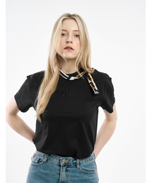 CLV刺繍ベーシック半袖Tシャツ_ブラック
