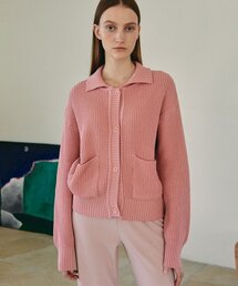 COLLAR POCKET CARDIGAN (INDI PINK)