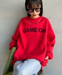 [Americana/アメリカーナ] GAME ON フロッキーロゴ ボリュームスリーブスウェット