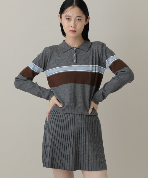 3.3 Field Trip （3.3フィールドトリップ）の「3.3 Field Trip／ポロニットセットアップ（ニット/セーター・レディース・ブラック/グレー・FREE）」の6枚目の写真