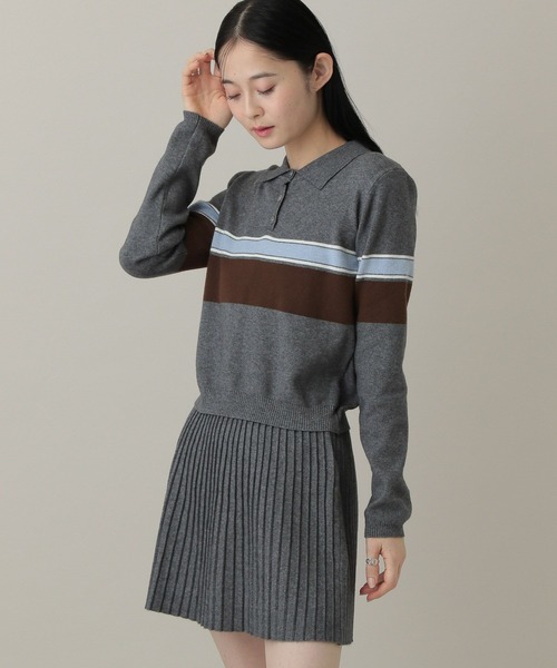 3.3 Field Trip （3.3フィールドトリップ）の「3.3 Field Trip／ポロニットセットアップ（ニット/セーター・レディース・ブラック/グレー・FREE）」の7枚目の写真