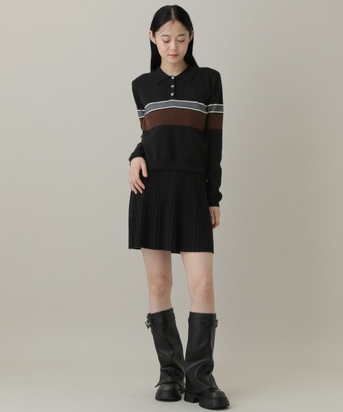 3.3 Field Trip （3.3フィールドトリップ）の「3.3 Field Trip／ポロニットセットアップ（ニット/セーター・レディース・ブラック/グレー・FREE）」の9枚目の写真