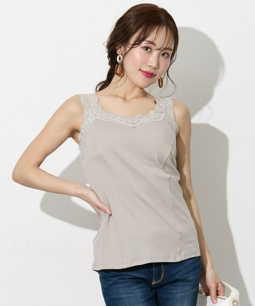 Nissen glamor(ニッセングラマー)の「【大きい胸専用】綿100% 肩ひもが見えにくいキャミソール(レース付)(キャミソール・レディース・ブラック/ワイン/ベビーピンク/アイボリー/オフホワイト/グリーン/チャコール/ネイビー/グレイッシュベージュ・M/L/LL/3L)」の6枚目の写真