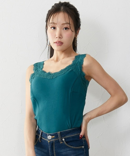 Nissen glamor(ニッセングラマー)の「【大きい胸専用】綿100% 肩ひもが見えにくいキャミソール(レース付)(キャミソール・レディース・ブラック/ワイン/ベビーピンク/アイボリー/オフホワイト/グリーン/チャコール/ネイビー/グレイッシュベージュ・M/L/LL/3L)」の7枚目の写真