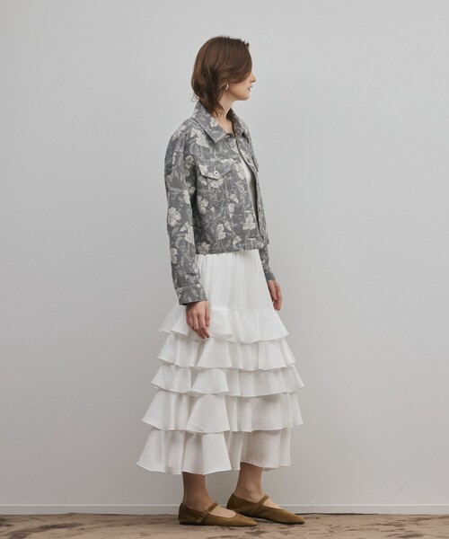 Diagram（ダイアグラム）の「ボタニカルジャガードジャケット（その他アウター・レディース・チャコールグレー/ブルー・38/36）」の2枚目の写真
