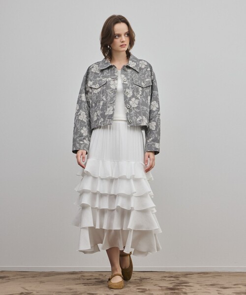 Diagram（ダイアグラム）の「ボタニカルジャガードジャケット（その他アウター・レディース・チャコールグレー/ブルー・38/36）」の3枚目の写真