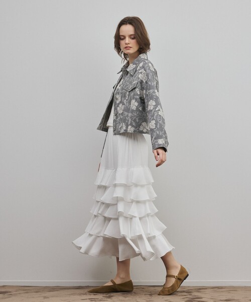 Diagram（ダイアグラム）の「ボタニカルジャガードジャケット（その他アウター・レディース・チャコールグレー/ブルー・38/36）」の4枚目の写真