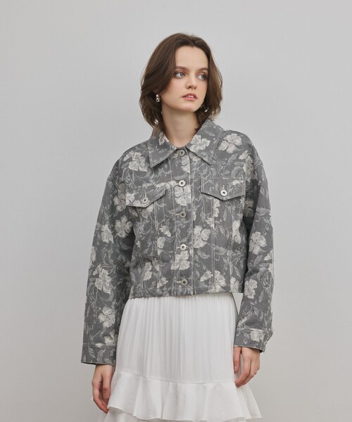 Diagram（ダイアグラム）の「ボタニカルジャガードジャケット（その他アウター・レディース・チャコールグレー/ブルー・38/36）」の5枚目の写真