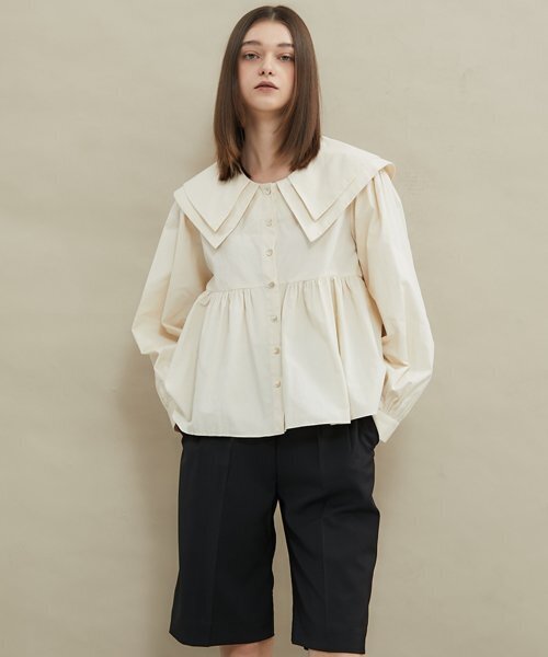 Sailor double collar blouse [beige]