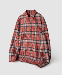 UNLC（ユーエヌエルシー）の「ブリーチウォッシュチェックシャツ（スモークレッド）（シャツ/ブラウス）」