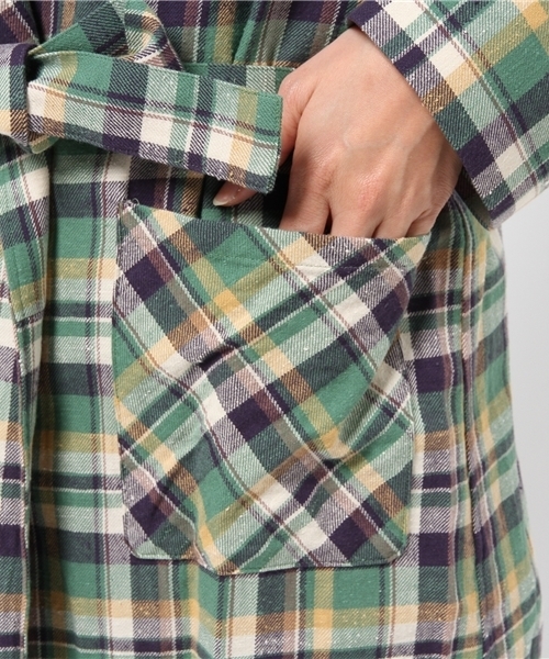 OUTLET（アウトレット）の「【Sheta】ヴィンテージネップツイルチェックロープ（その他アウター・レディース・グリーン/オレンジ・FREE）」の8枚目の写真
