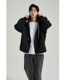 SELFISHAFFECTION（セルフィッシュ アフェクション）の「Contrast Color Oversized Zip-Up Hoodie (Black)（パーカー）」