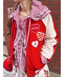 PINK HOUSE（ピンクハウス）の「ハートワッペン使いベロアブルゾン（スタジャン）」