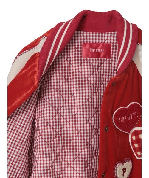 ハートワッペン使いベロアブルゾン（スタジャン）｜PINK HOUSE（ピンク