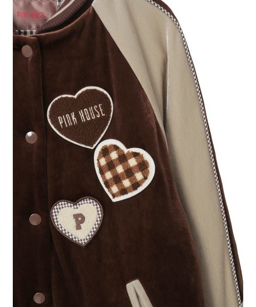 ハートワッペン使いベロアブルゾン（スタジャン）｜PINK HOUSE（ピンク