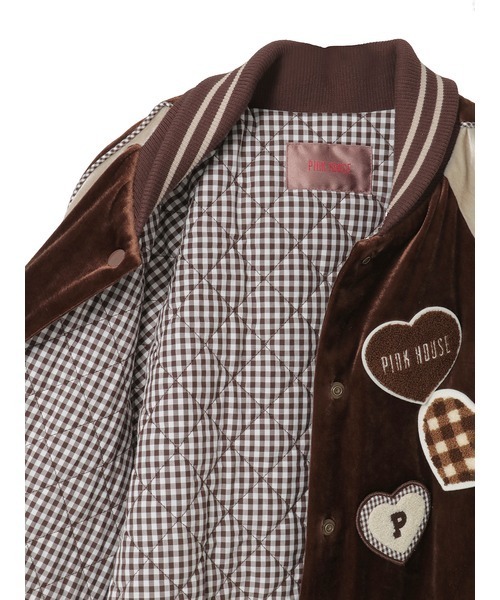 ハートワッペン使いベロアブルゾン（スタジャン）｜PINK HOUSE（ピンク