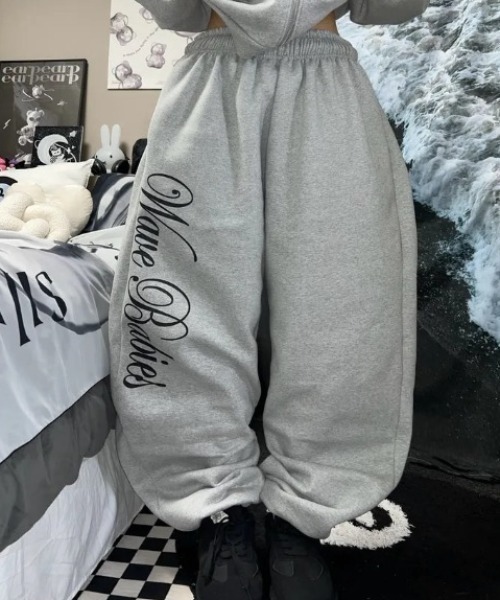 セール】裏起毛ロゴスウェットワイドパンツ/セットアップ対応