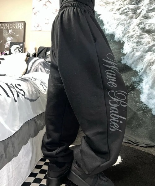 セール】裏起毛ロゴスウェットワイドパンツ/セットアップ対応