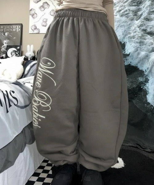 セール】裏起毛ロゴスウェットワイドパンツ/セットアップ対応