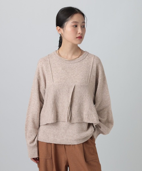 LEPSIM（レプシィム）の「7ゲージキャミドッキングプルオーバー　630090（ニット/セーター・レディース・ブラック/グレー/ベージュ・FREE）」の3枚目の写真