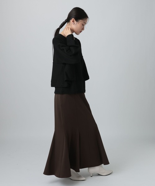 LEPSIM（レプシィム）の「7ゲージキャミドッキングプルオーバー　630090（ニット/セーター・レディース・ブラック/グレー/ベージュ・FREE）」の9枚目の写真