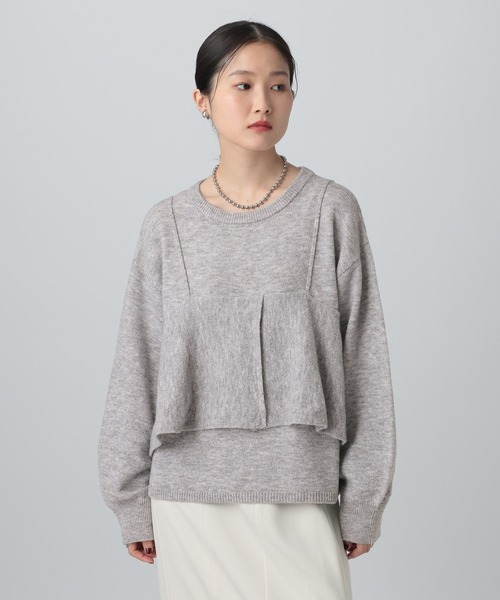 LEPSIM（レプシィム）の「7ゲージキャミドッキングプルオーバー　630090（ニット/セーター・レディース・ブラック/グレー/ベージュ・FREE）」の10枚目の写真